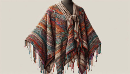 Handmade multicolored shawl on a mannequin