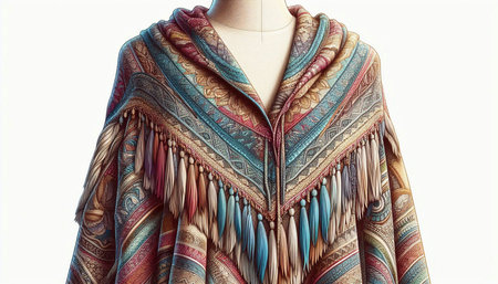 Women's shawl on a mannequin in the studio