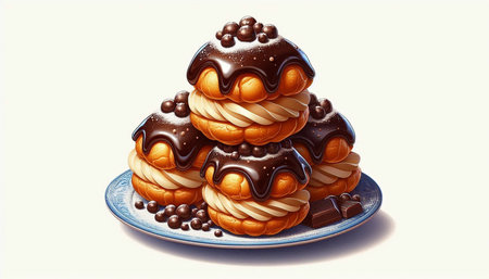 Illustration of a cake with chocolate glaze on a white background