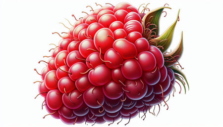 Raspberry fruit isolated on white background. 3d render illustration.