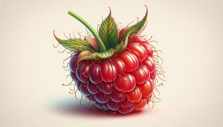 Raspberry on a white background. 3D illustration. Vintage style.