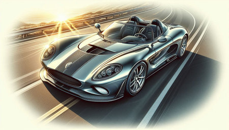 sports car on the road. 3d illustration of a sports car