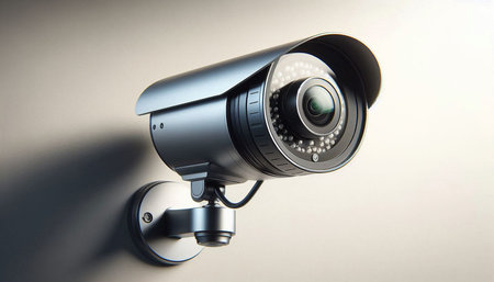 CCTV security camera on white background with copy space. 3d illustration