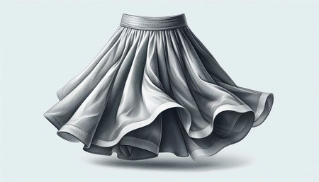 3D rendering of a gray skirt isolated on a white background.