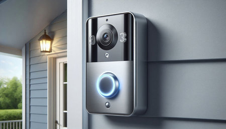 3d rendering of a modern security camera inside a house with light
