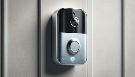 Close-up of an electronic door lock on a white wall.