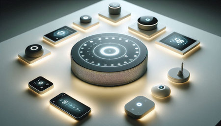 3d rendering of a futuristic control panel with different buttons on it