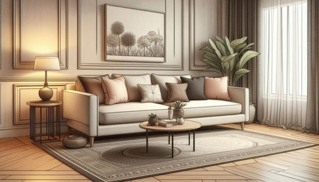 interior with sofa. 3d illustration.  High resolution.