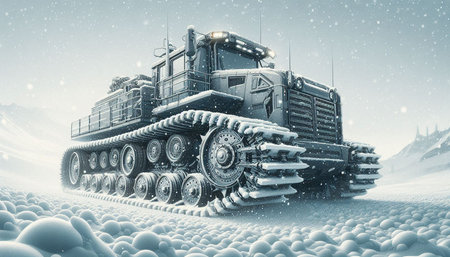 Heavy mining truck in the snow. 3D illustration. Clip-art