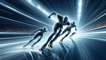 Speed Skating on a Fast Track in a Fast Track - 3D Illustration