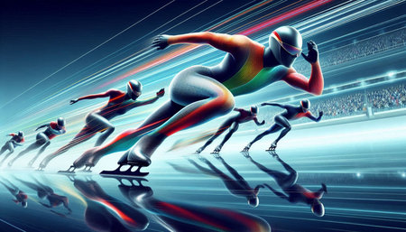 Speed skating race, 3d illustration with motion blur and speed lines