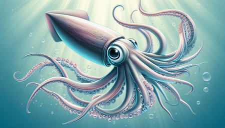 Octopus in the water. 3d illustration of a sea animal