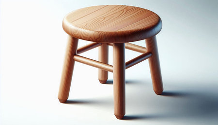 Wooden stool isolated on white background. 3d render illustration.