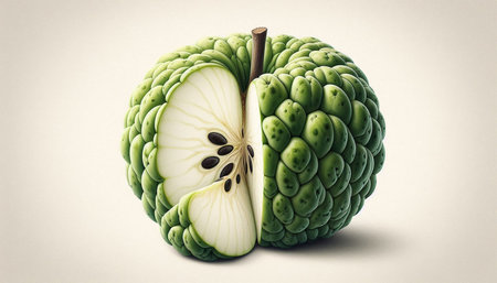 Custard apple isolated on white background. 3d illustration.