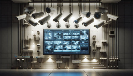 Cctv cameras and CCTV cameras in the room. 3D rendering