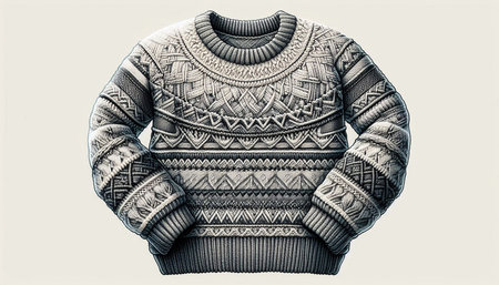 Illustration of a knitted sweater with a pattern on a white background