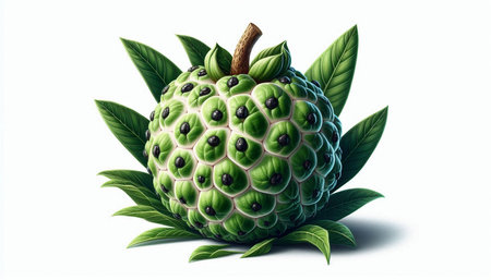 Custard apple isolated on white background. 3d illustration.