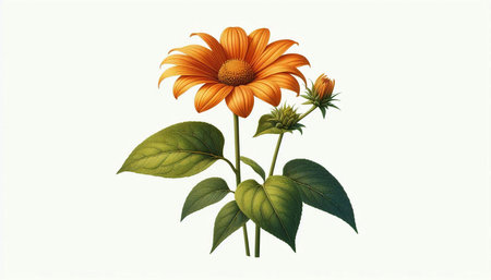 Sunflower isolated on white background. Vector illustration. Botanical illustration.