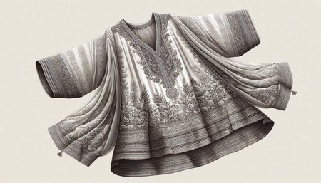 Sashiko. Traditional indian shawl on white background