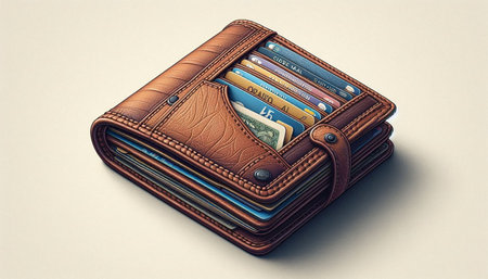 Wallet with credit cards on a white background. 3d rendering.