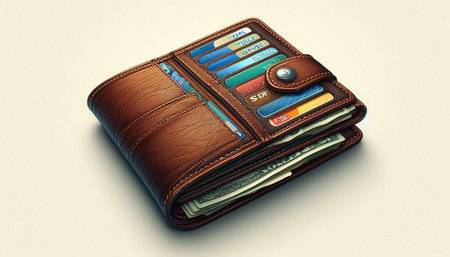 Wallet with credit cards and money on white background. 3d illustration