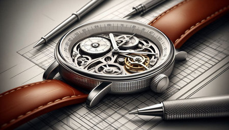 Mechanical watch and tools, close-up. Time concept.