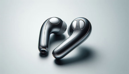Wireless headphones on a gray background. 3d render illustration.