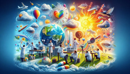 Conceptual image of planet earth and scientists working in the laboratory