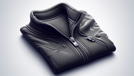 Black leather jacket isolated on white background. 3d render illustration.