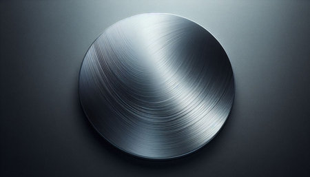 Stainless steel plate on a dark background. 3d rendering
