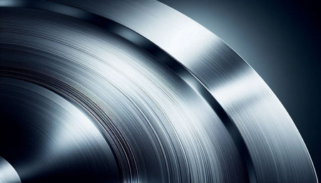 abstract metal background - closeup of brushed steel plate with some reflections