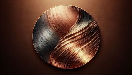 Copper metal plate with waves. 3d rendering, 3d illustration.