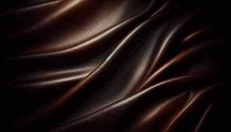 Closeup detail of brown satin fabric texture background. Luxurious background design.