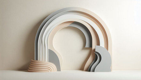 3D render of abstract geometric forms. Minimalist composition.
