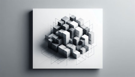 Abstract 3d rendering of cube. Futuristic background with cubes.