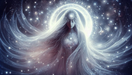 Fantasy image of a beautiful mermaid with long hair. Fantasy.