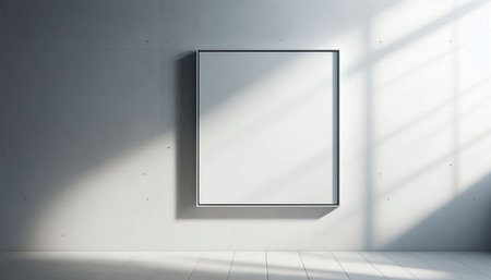 blank picture frame on concrete wall, 3d render illustration mock up
