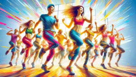 Sporty people running in the gym. Healthy lifestyle and fitness concept.
