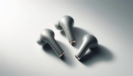 Wireless earphones on a white background. 3d rendering.