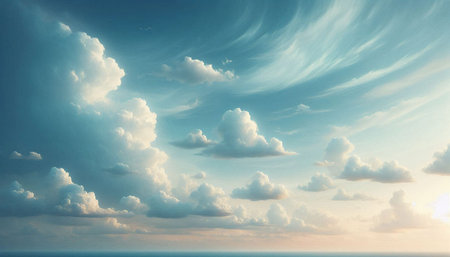 Beautiful sky with clouds at sunset background.Sky with clouds weather nature cloud blue
