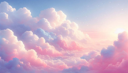 Sunset sky background with pink and blue colors. 3d illustration