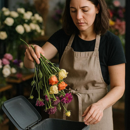 Florist at work. Female florist working in flower shop.