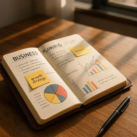 Business Plan Strategy Marketing Planning Concept. Close-up of a notebook with a business plan on it.