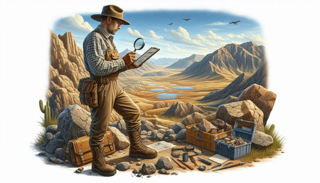 Fantasy illustration of a man with a map in his hand.