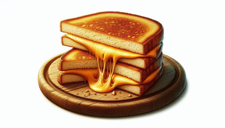 Slices of bread on a wooden cutting board. 3d rendering