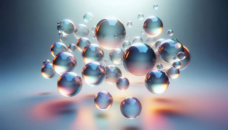 Bubbles floating in the air. Abstract background. 3D rendering