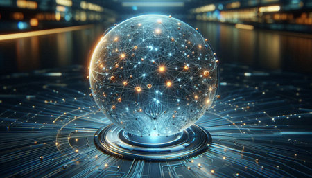 Globe with network on abstract background. 3d rendering toned image