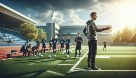 Soccer player in action on the stadium. Blurred background.