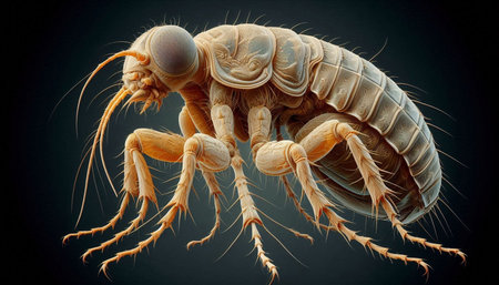 3d rendered illustration of a flea on a black background.