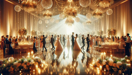 Beautiful bride and groom dancing in the restaurant. Luxury wedding